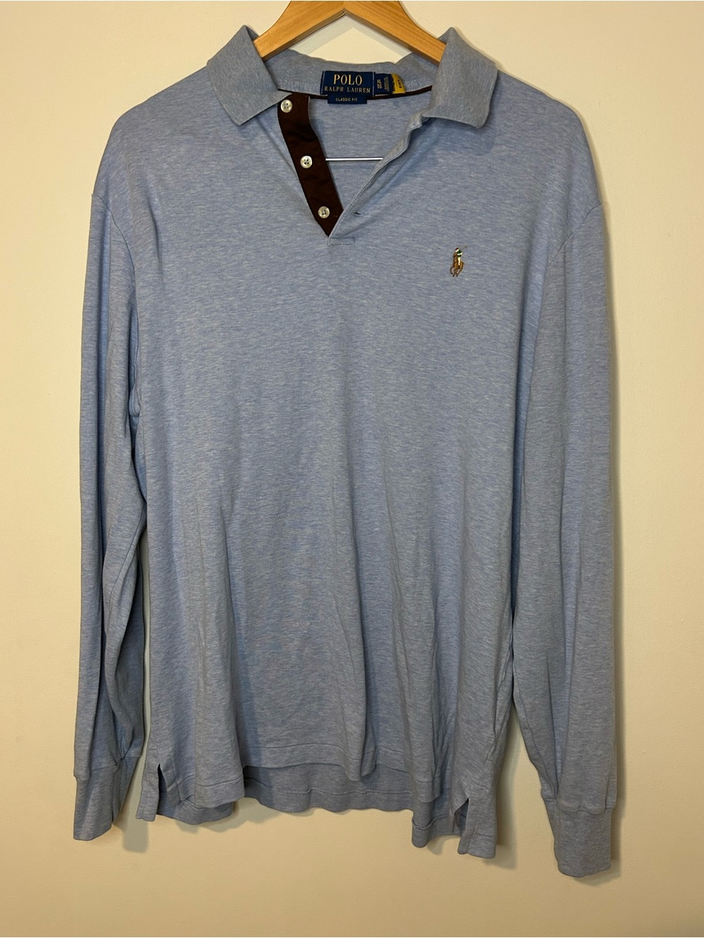 Polo Ralph Lauren Classic Fit Long Sleeve Polo Shirt XL Blue Multicolor Pony